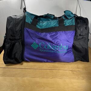 VTG 90s Columbia Duffel Bag Gym Bag Purple Teal Black 30"x16"x15"Noshoulderstrap